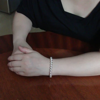 Moda proste 925 srebro bransoletka solidny projekt srebrny koralik biżuteria prezent dla kobiety / mężczyźni bransoletka srebrna 6 mm/8 mm/10 mm