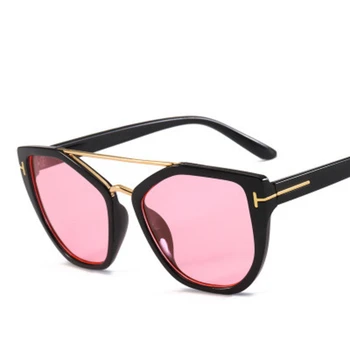 Modne duże ramki kwadratowe okulary kobiety 2020 rocznika kocie oko okulary panie różowy czarny odcień lustro poligon okulary UV400