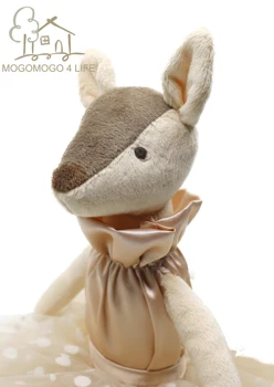 Mogo luksusowy christmas jelenie pluszowe zabawki sukienka tutu piękny nadziewane jeleń miękka lalka dla dziewczynki prezent noworoczny dla dzieci