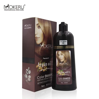 Mokeru 500ml Fast Dye Natural Hair Color Shampoo stały ciemny brąz szampon do włosów dla kobiet, mężczyzn szary szampon do włosów
