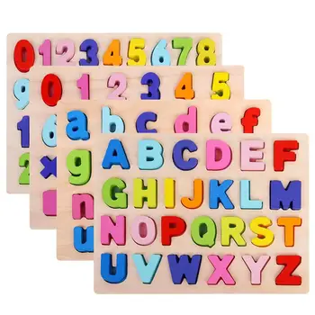 Montessori drewniane puzzle zabawki dla dzieci alfabet pokój 3d łamigłówka kolorowa litera Cyfrowa geometria forma mecz Hrabia zabawka dla dzieci