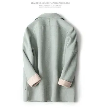 Mozuleva 2020 nowy, wysokiej jakości podwójne кашемировое zimowy płaszcz dla kobiet zielony kolor koreański prosty krótki styl wełniany płaszcz