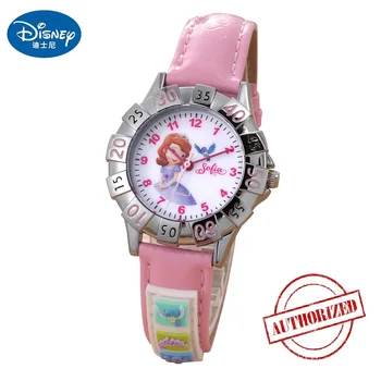 Mrożone Elsa Księżniczka Sofia cuties dziewczyny skóra kwarc różowy niebieski rhinestone proste zegarki Disney dzieci, dziecko, uczeń zegarek