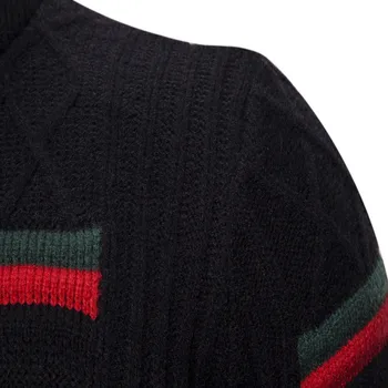 Męska Golf Bawełniany Sweter Jesień Zima Ciepła Gruba Patchwork Moda Odzież Z Długim Rękawem Z Dzianiny Casual Sweter Hombre