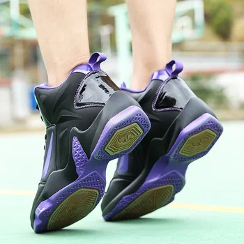 Męskie buty do koszykówki Air Damping Sneakers High Top Oddychającym Athletics Basket Trainers skórzane damskie buty sportowe plus rozmiar 46