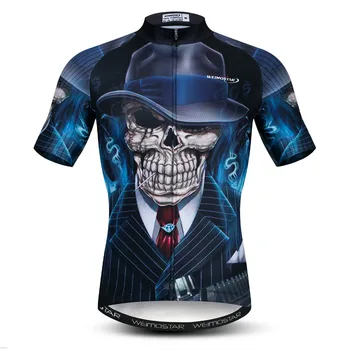 Mężczyźni rower górski Jersey lato z krótkim rękawem jazda na Rowerze Jersey 3D Lwia czaszka oddychająca odzież sportowa MTB rower odzież Ropa Ciclismo