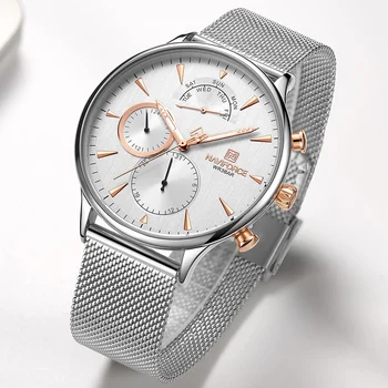 NAVIFORCE męskie zegarki Top luksusowej marki mody casual kwarcowy zegarek mężczyźni cienka siatka nierdzewna wodoodporny Sport data męski zegarek