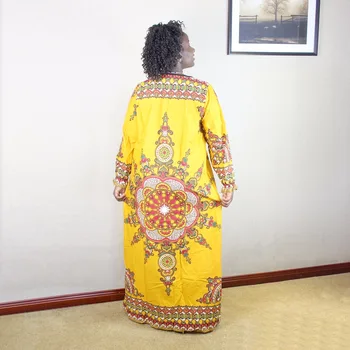 Najnowsze Bawełna Afrykańskie Kobiety Lady Classic Długi Rękaw Temat Afrykańskie Дашики Długa Sukienka