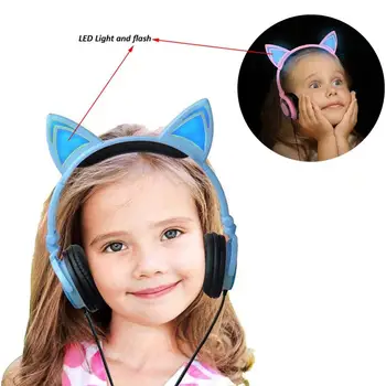 Najnowsze słuchawki Cat Ear LED Ear headphone cat earphone migający podświetlona zestaw słuchawkowy do gier, tablety, słuchawki jak najlepszy prezent dla dziecka