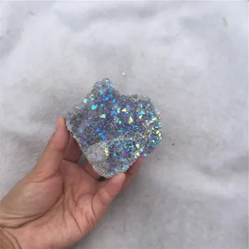 Naturalny anioł Aura Kryształ klaster elektrolityczne powłoka tytanowa mechanizm kwarcowy klaster kamień uzdrowienie 30-50 gramów