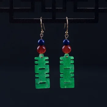 Naturalny zielony nefryt szczęście DIY kolczyki Urok biżuteria akcesoria mody handmade mężczyzna Ahd kobieta szczęście Amulet prezenty