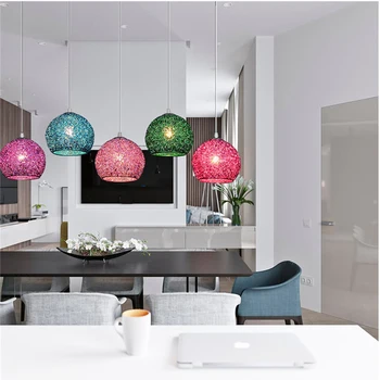 Nordic prosty E27 led lampa wisząca nowoczesny oszczędny okrągły aluminium wisząca do salonu lobby, restauracja, bar, kawiarnia