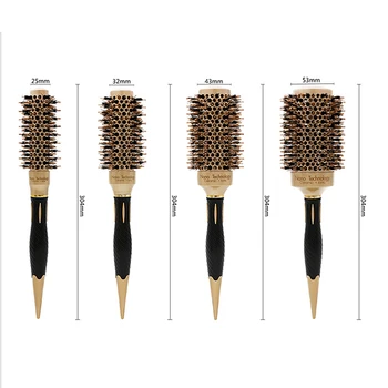 Nowa Creramic Round Lonic Brush with Hairpin Roller Comb Massage Scalp Aluminum Tube Round Barrel Curly Hair Comb Brush