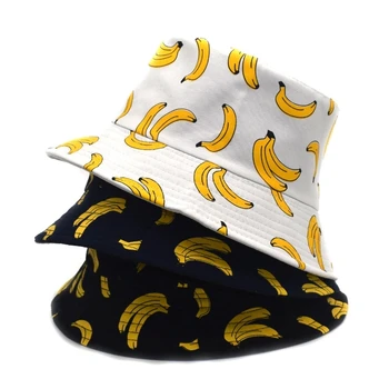 Nowa Moda Oryginalny Banan Druku Panama Wiadro Kapelusz Kobiety Lato Casual Panama Unisex Wiadro Cap Odkryty Podróży Rybak Kapelusz