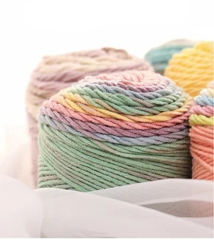 Nowa mleczarnia przędza bawełniana tęczowa przędza swetry szaliki DIY dywany, koce, poduszki, koc, przędza
