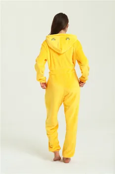Nowe Żółte Onesies Kigurumi Piżamy Kreskówka Zwierząt Kobiety Piżamy Ciepłe Zimowe Dorośli Piżamy Bluzy Partii
