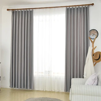 Nowoczesny, jednolity kolor bawełna gruba tkanina zasłony do salonu, sypialni okna biały tiul kawowe zasłony hotel panel AD0463