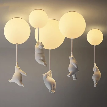 Nowoczesny led kreskówka niedźwiedź wiszące lampy do pokoi dziecięcych sypialnia lampa plac zabaw dla dzieci decor led lampy wiszące