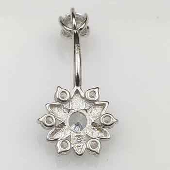 Nowy przyjazd 925 srebro kwiat brzucha pierścień sześciennych Cyrkon pierścień pępka piercing