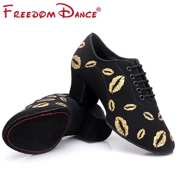 Nowy przyjazd kobiet бальная taniec buty dydaktyczna na uniwersytetach buty Oxford tkanina 5 cm obcas średni miękki oddychający dziewczyny tango łacina taniec buty