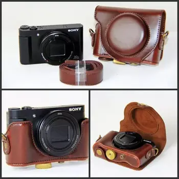 Nowy retro vintage Pu skórzany pokrowiec na aparat, torba na Sony HX90 WX500 HX90V z paskiem