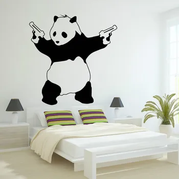 Nowy wielki zły Panda Banksy gangster broń ściany sztuki naklejka Winylowa naklejka do sypialni
