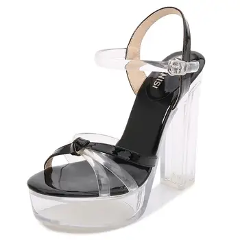 Nowy wzór kobiety seks seksowne sandały damskie buty damskie buty na wysokim obcasie buty ślubne 13 cm Kryształ gruby obcas 4-10 11 BBZAI