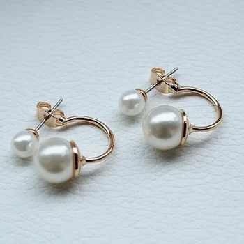 OMHXZJ sprzedaż Hurtowa europejska moda kobieta dziewczyna partia prezent ślubny biały perłowy AAA Cyrkon 925 srebro kolczyki róże EA93