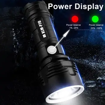 Odkryty latarki przenośne super mocny latarka led USB akumulator wodoodporna lampa Ultra jasne światło kemping narzędzia