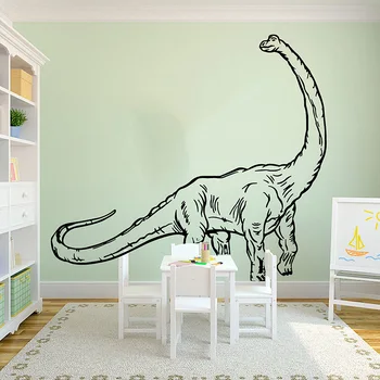 Ogromny Dinozaur Z Długą Szyją Zwierzę Naklejki Ścienne, Pokój Dziecięcy Park Jurajski Brachiosaurus Dinozaur Zwierzę Naklejka Na Ścianę Winylu Wystrój Domu