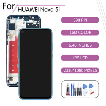 Oryginał Huawei Nova 5i LCD ekran dotykowy digitizer kompletny Huawei Nova 5i wyświetlacz z wymianą ramy P20 Lite 2019
