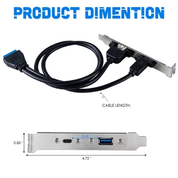 PCI Card PCIL to USB 3.0 USB3.1 Type-C Expansion Bracket 20Pin Panel Mount kabel