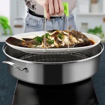 Parowar do ryb ze stali nierdzewnej - wielofunkcyjna owalne naczynia do smażenia i gorący garnek ze stojakiem, ceramiczny garnek, oprawa - garnek do makaronu/garnek