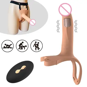 Pilot zdalnego sterowania pasek na dildo wibrator dla mężczyzn duży ROZMIAR wypełniacz Silikonowy penis męski hollow strap-on penis wibrator seks produkty