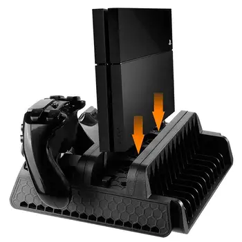 Pionowa podstawka EastVita z wentylatorem chłodzącym i dwoma kontrolerami stacja ładująca dla PS4/PS4 Slim/PS4 Pro r40