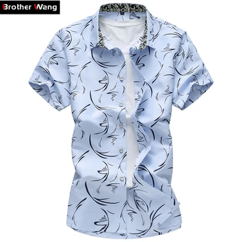 Plus rozmiar 5XL 6XL 7XL 2020 letnia nowa koszula męska casual z nadrukiem z krótkim rękawem koszula Hawaje męskie markowe ciuchy