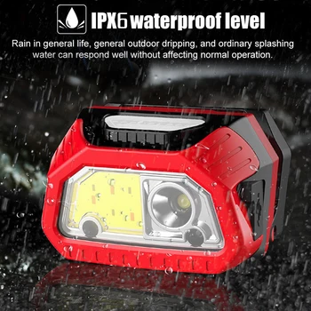 Podwójne źródło światła IR czujnik światła ładowania USB COB indukcja reflektory led wodoodporny camping światło Wędkarstwo głowy światło