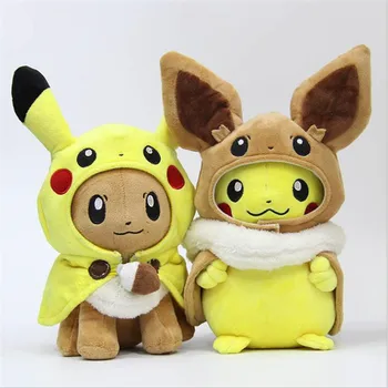 Pokemon Pikachu Eevee cosplay pluszowe lalki zabawka 300 mm Poke Monster anime gra Pikachu Eevee miękkie zabawki lalka prezent dla dzieci