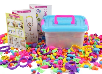 Pop-koraliki zestaw dla dzieci rzemiosła DIY kreatywne kolorowe różne kształty dziewczyny, zabawki, prezenty ręcznie wykonane naszyjniki 1050 szt.