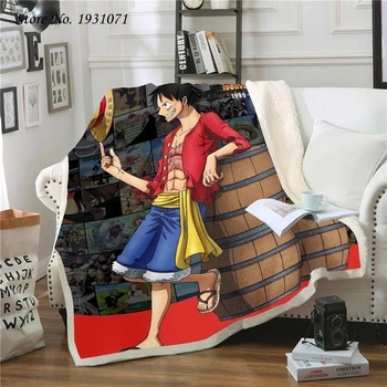 Popularne anime One Piece 3D Printed Fleece Blanket for Beds Thick Quilt Fashion Bedspead Sherpa Throw Blanket Adults Kids 11