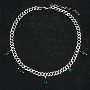 Popularny AAA pełna cyrkonia Markiza ciągnie ogniwo łańcucha naszyjnik dla kobiet modny naszyjnik geometryczny naszyjnik JL1861