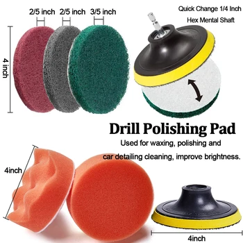 Power Scrub Drill Brush Detail Brush Set Gąbka Polishing Pad Kit Drill Brushes For Car Tire Wheel Rim For Bathroom Cleaning