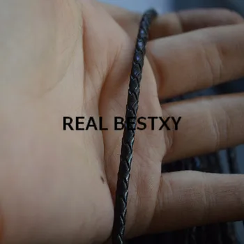 Prawdziwy XY 5 m/lot 3 mm czarny pleciony Lether lina wiersz przewód liny linia Fit naszyjnik bransoletka DIY jednostki, czyniąc skórę