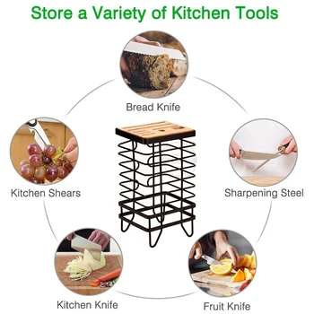Profesjonalne narzędzie noclegów kutego żelaza uchwyt noża do kuchni Muti-funkcja przechowywania narzędzi spustowy regał kuchenny półka do przechowywania