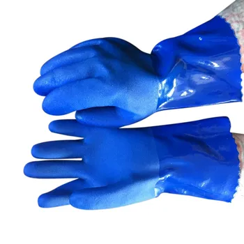 Przemysłowe rękawice robocze pełni impregnowane odporne na oleje kwaśne i alkaliczne antypoślizgowe rękawice do zabijania ryb gumowe niebieskie matowe