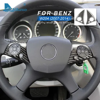 Prędkość wzgl powietrza do Mercedes Benz C Class W204 akcesoria naklejki z włókna węglowego, wykończenie wnętrz kierownicy samochodu przycisk ramka pokrywa