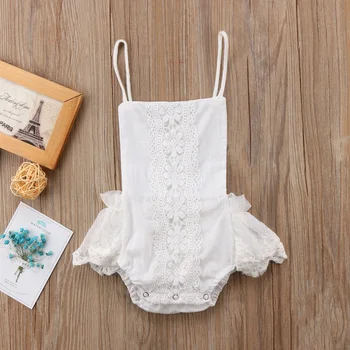 Pudcoco Kid Baby Girl Clothes Princess White Floral Lace Romper Halter kombinezon Sunsuit Wielkanocny kostium baby girl Outfit 0-24M