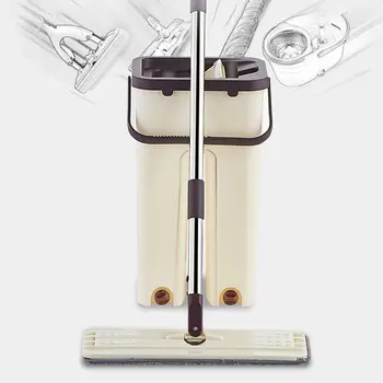 Płaskie magiczne czyszczenia mopa Free Hand Mop Floors Squeeze płaski Mop z wiadrem z wodą Drop Shipping Home Kitchen Floor Cleaner