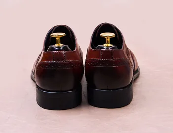 QYFCIOUFU 2020 naturalna skóra bydlęca skóra męskie formalne buty Брог elegancki, klasyczny biznes ślub włoska marka męskie eleganckie buty
