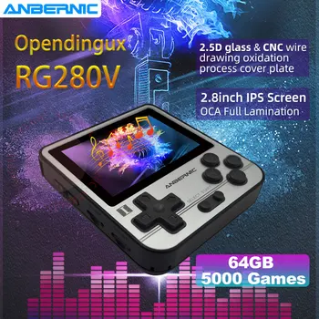 RG280V ANBERNIC retro konsola PS1 Mini gra wideo odtwarzacz 64G 5000 gier mapa Opendingux Przenośny mini przenośny odtwarzacz gier